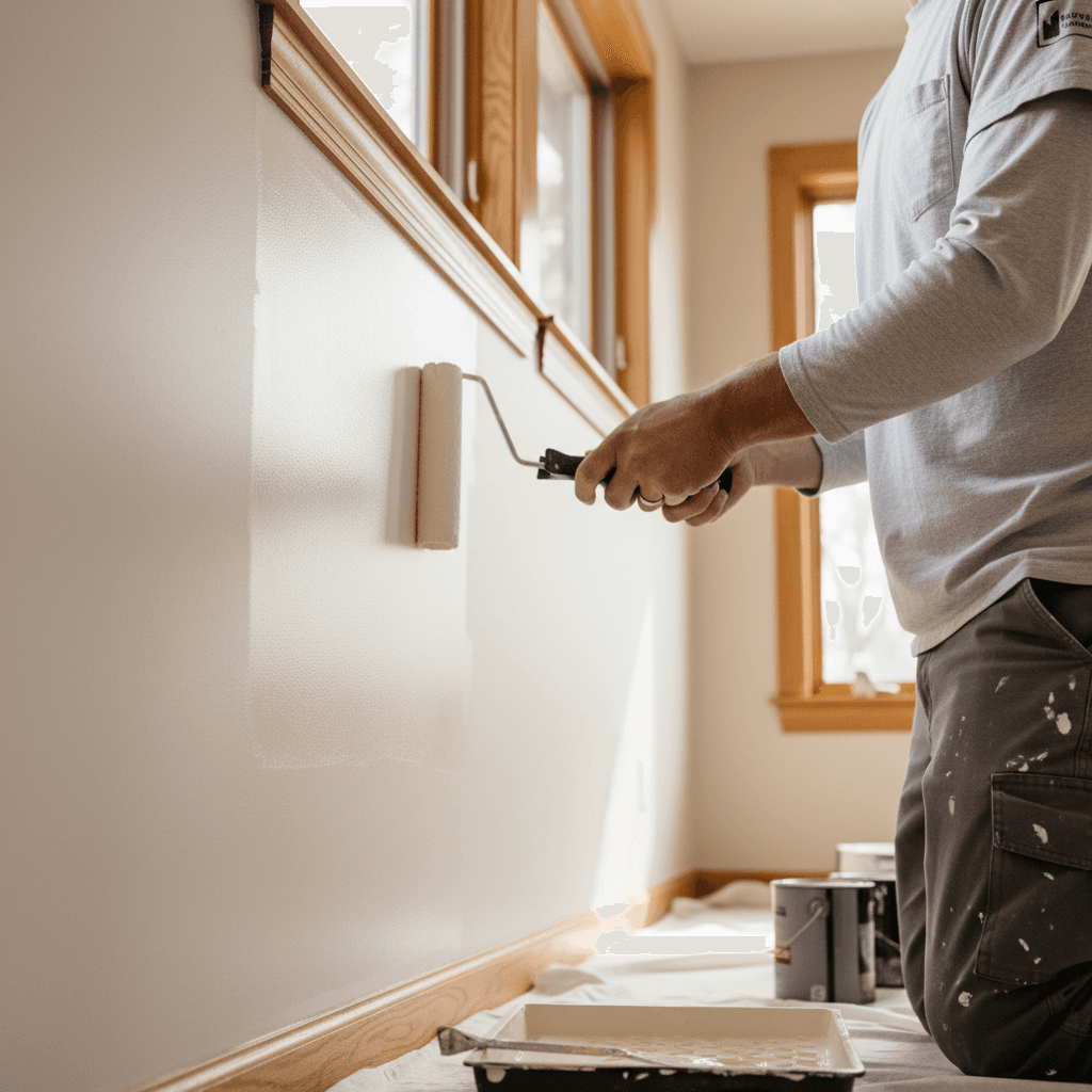Freshly painted interior wall with a clean cut-in line at the ceiling